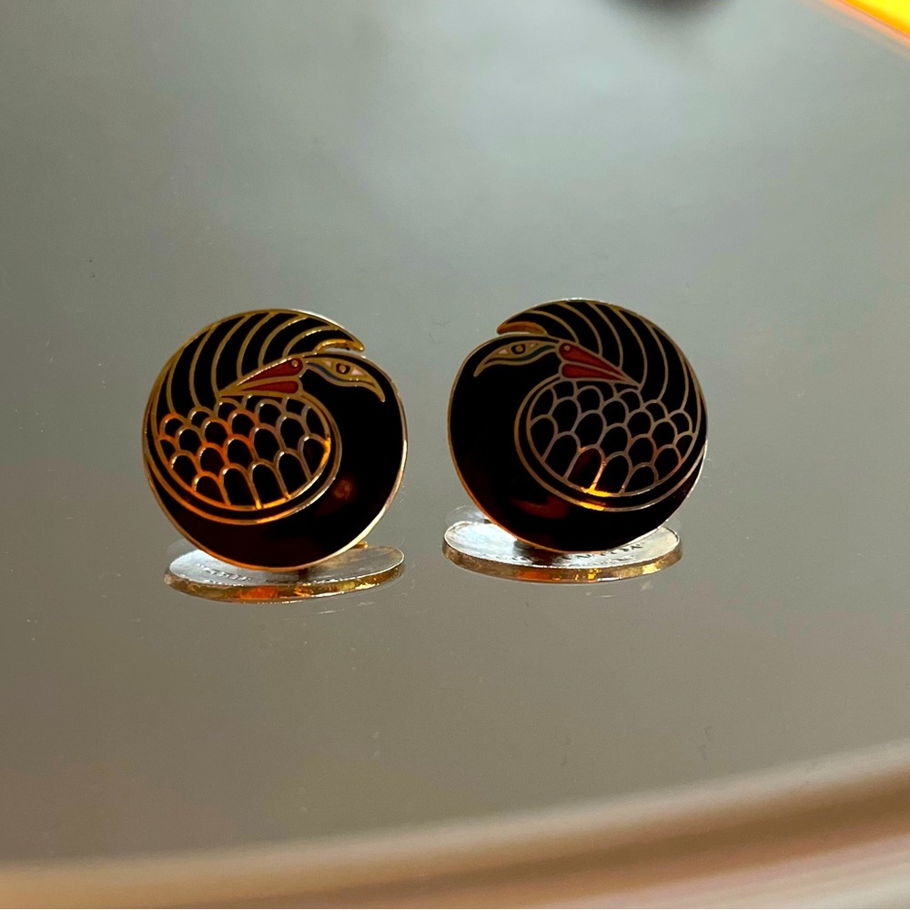 vintage Laurel Burch Mynah Bird earrings